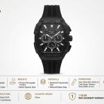 Ferro Men's Black Skeleton Dial Multi-Function Quartz Watch with Black Silicone Strap MS Department Store Oman