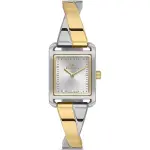 Ferro Women's Two-Tone Rectangular Analog Bracelet Watch – Silver Dial, Gold & Silver Stainless Steel Strap MS Department Store Oman