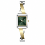 Ferro Women's Two-Tone Stainless Steel Bracelet Watch with Green Square Dial MS Department Store Oman