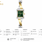 Ferro Women's Two-Tone Stainless Steel Bracelet Watch with Green Square Dial MS Department Store Oman