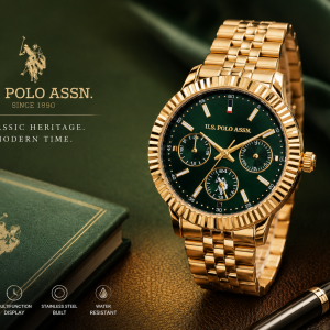 U.S. Polo Assn. Imperial Gold Green Multifunction Watch MS Department Store Oman