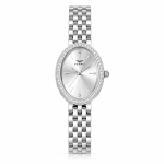 Ferro Women's Silver Oval Crystal Bezel Stainless Steel Analog Wrist Watch MS Department Store Oman