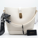 White Textured Shoulder Bag with Scarf Accent MS Department Store Oman