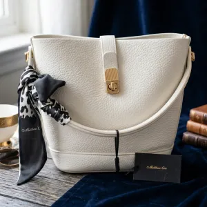 White Textured Shoulder Bag with Scarf Accent MS Department Store Oman