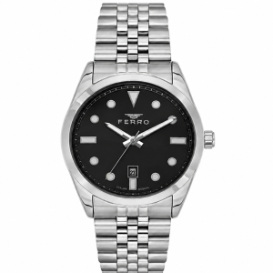 Ferro Women's Stainless Steel Analog Watch with Black Dial & Date Display MS Department Store Oman