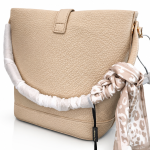 Ladies Beige Textured Crossbody Shoulder Bag with Printed Scarf Accent MS Department Store Oman
