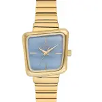 Ferro Women’s Gold Tone Square Dial Watch with Blue Face Stainless Steel Strap MS Department Store Oman