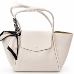Ladies Cream Textured Tote Handbag with Scarf Accent MS Department Store Oman