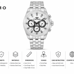 Ferro Men's Silver Stainless Steel Multi-Function Analog Watch – White Textured Dial MS Department Store Oman