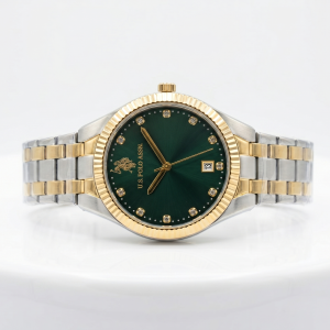 US Polo Emerald Crystal Dual Tone Date Watch MS Department Store Oman
