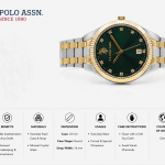 U.S. Polo Assn. Emerald Crystal Dual-Tone Date Watch MS Department Store Oman