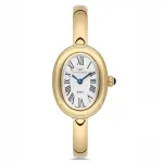 Ferro Women's Oval Gold-Tone Stainless Steel Analog Watch with White Roman Dial – Elegant Bangle Bracelet MS Department Store Oman