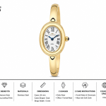 Ferro Women's Oval Gold-Tone Stainless Steel Analog Watch with White Roman Dial – Elegant Bangle Bracelet MS Department Store Oman
