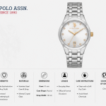U.S. Polo Assn. Silver Crystal Date Women'S Watch MS Department Store Oman