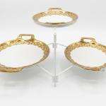 Blumen 3 Tier Round Plate With Handles With Stand Gold MS Department Store Oman