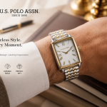 U.S. Polo Assn. Dual-Tone Rectangular Classic Date Watch MS Department Store Oman