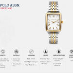 U.S. Polo Assn. Dual-Tone Rectangular Classic Date Watch MS Department Store Oman