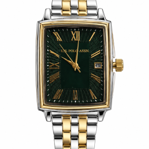 US Polo Emerald Dual Tone Rectangular Date Watch MS Department Store Oman