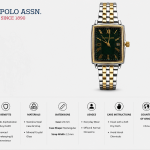 U.S. Polo Assn. Emerald Dual-Tone Rectangular Date Watch MS Department Store Oman