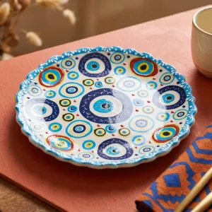 Evil Eye Pattern Decorative Ceramic Plate MS Department Store Oman