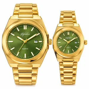 Blue Signature Blue SignatureIPG Matching Couple Watch Gift Set – Two-Tone Gold & Silver Quartz Wrist Watches