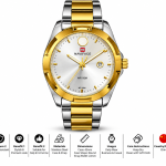 Blue Signature Men's Two-Tone Silver & Gold Analog Watch with Silver Dial & Date Display
