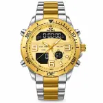 Blue Signature Men's Two-Tone Silver & Gold Analog-Digital Watch with Gold Dial