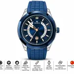 Blue Signature Men's Blue Silicone Strap Analog Watch with Navy Blue Dial, Rose Gold Accents & Date Display