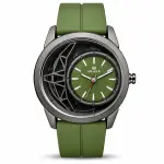 Blue Signature Men's Olive Green Silicone Strap Analog Watch with Green Dial & Gunmetal-Tone Case