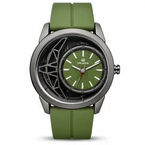 Blue Signature Men's Olive Green Silicone Strap Analog Watch with Green Dial & Gunmetal-Tone Case