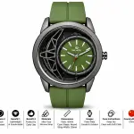 Blue Signature Men's Olive Green Silicone Strap Analog Watch with Green Dial & Gunmetal-Tone Case