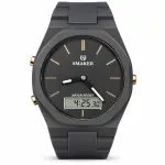 Blue Signature Men's Dark Grey Analog-Digital Watch with Black Dial & Gold-Tone Accents