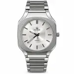 Blue Signature Men's Silver-Tone Cushion Case Quartz Watch with Silver Dial