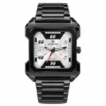 Blue Signature Men's Black-Tone Square Case Quartz Watch with Silver Dial