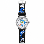 Blue Signature Kids' Black Strap Analog Watch with Blue Dolphin Design