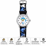 Blue Signature Kids' Black Strap Analog Watch with Blue Dolphin Design