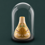 Embossed Gold Calligraphy Decorative Vase In Glass Cloche MS Department Store Oman