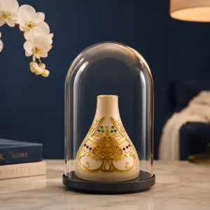 Embossed Gold Calligraphy Decorative Vase In Glass Cloche MS Department Store Oman