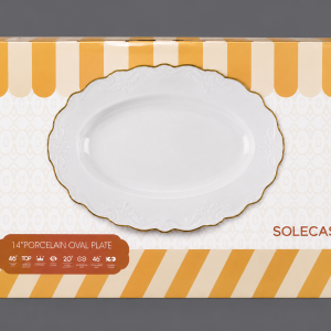 Solecasa 14"Oval Plate With Gold Rim MS Department Store Oman