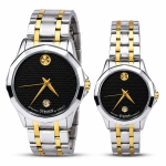 Sveston Two-Tone Couple Watch Set – Black Dial with Silver & Gold Stainless Steel Strap – Assorted MS Department Store Oman