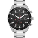 Ferro Men's Stainless Steel Multi-Function Analog Watch – Black Dial & Silver Bracelet MS Department Store Oman