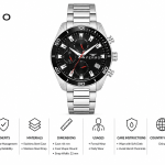 Ferro Men's Stainless Steel Multi-Function Analog Watch – Black Dial & Silver Bracelet MS Department Store Oman