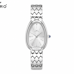 Ferro Women's Silver Oval Analog Wrist Watch with Stainless Steel Bracelet – Elegant Dress Watch MS Department Store Oman