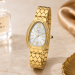 Ferro Women's Gold-Tone Crystal Oval Analog Wrist Watch – White Dial, Stainless Steel Strap MS Department Store Oman
