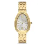 Ferro Women's Gold-Tone Crystal Oval Analog Wrist Watch – White Dial, Stainless Steel Strap MS Department Store Oman
