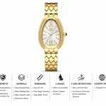 Ferro Women's Gold-Tone Crystal Oval Analog Wrist Watch – White Dial, Stainless Steel Strap MS Department Store Oman