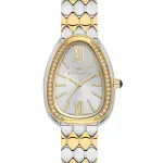 Ferro Women's Two-Tone Teardrop Crystal Bezel Analog Wrist Watch – Silver Dial & Stainless Steel Bracelet MS Department Store Oman