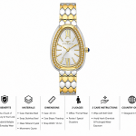 Ferro Women's Two-Tone Teardrop Crystal Bezel Analog Wrist Watch – Silver Dial & Stainless Steel Bracelet MS Department Store Oman