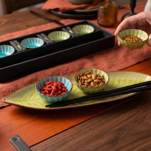 Ceramic Leaf-Shaped Sushi Dining Set MS Department Store Oman