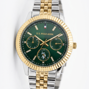 US Polo Emerald Gold Dual Tone Chronograph Watch MS Department Store Oman